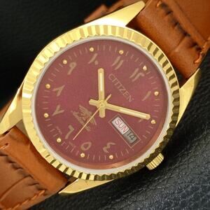 Vintage 1974 Citizen Automatic Mens Gold Watch W/daydate & Arabic accents